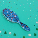 Расчёска массажная «Mon Possier - Новогодние чудеса», цвет синий, 7,5*22,5см