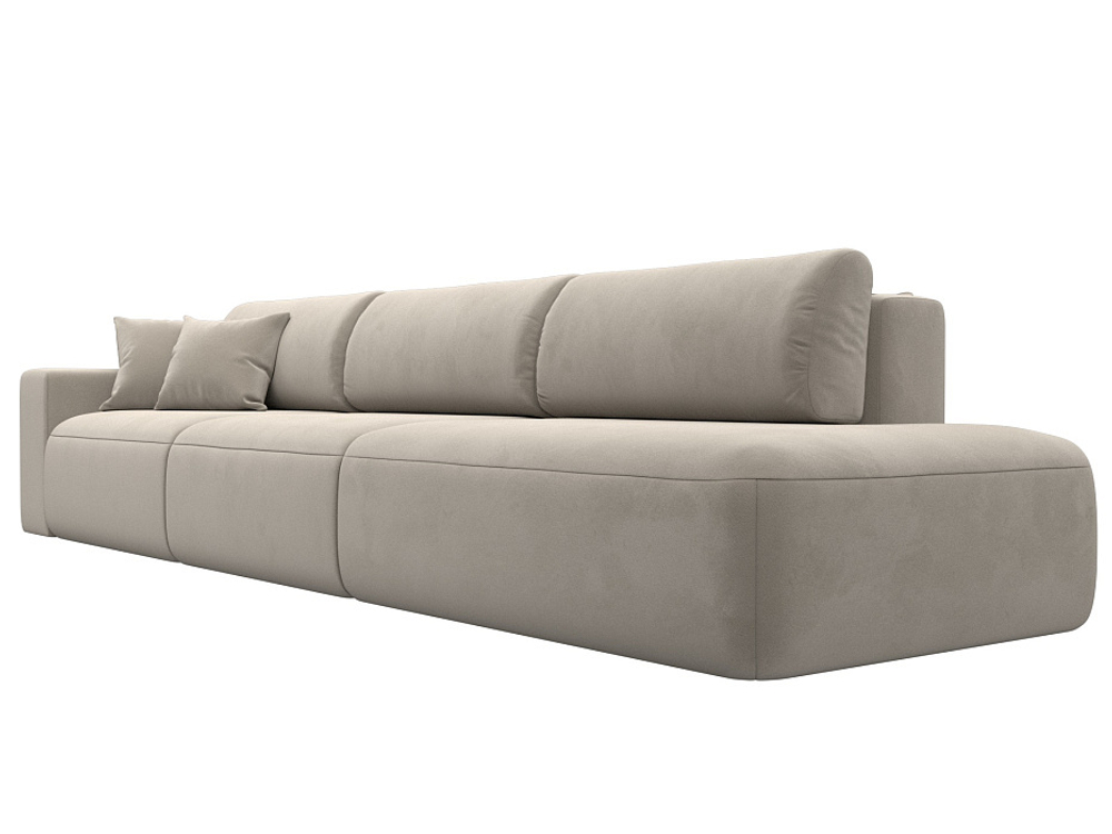 Диван прямой Лига-036 НПБ Модерн Лонг подлокотник слева МИКРОВЕЛЬВЕТ Бежевый