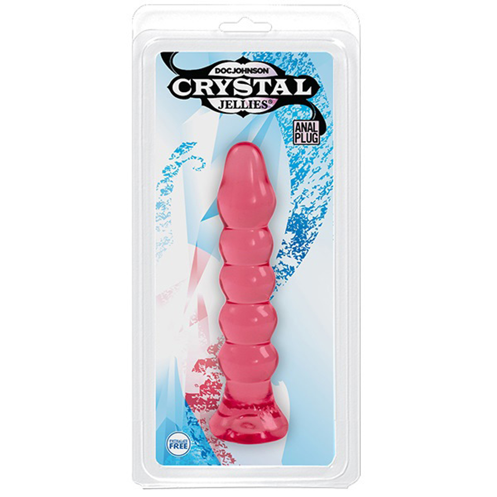 Розовая анальная елочка 14см Doc Johnson Crystal Jellies Anal Plug Bumps Pink 7005-02-CD