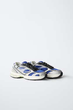 ZARA СПОРТИВНЫЕ КРОССОВКИ ИЗ СЕТЧАТОЙ ТКАНИ, СИНИЙ