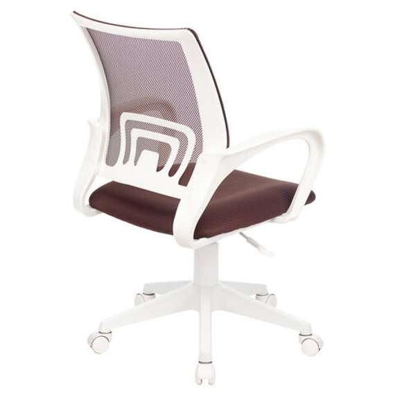Кресло BRABIX &quot;Fly MG-396W&quot;, с подлокотниками, пластик белый, сетка, коричневое, 532398