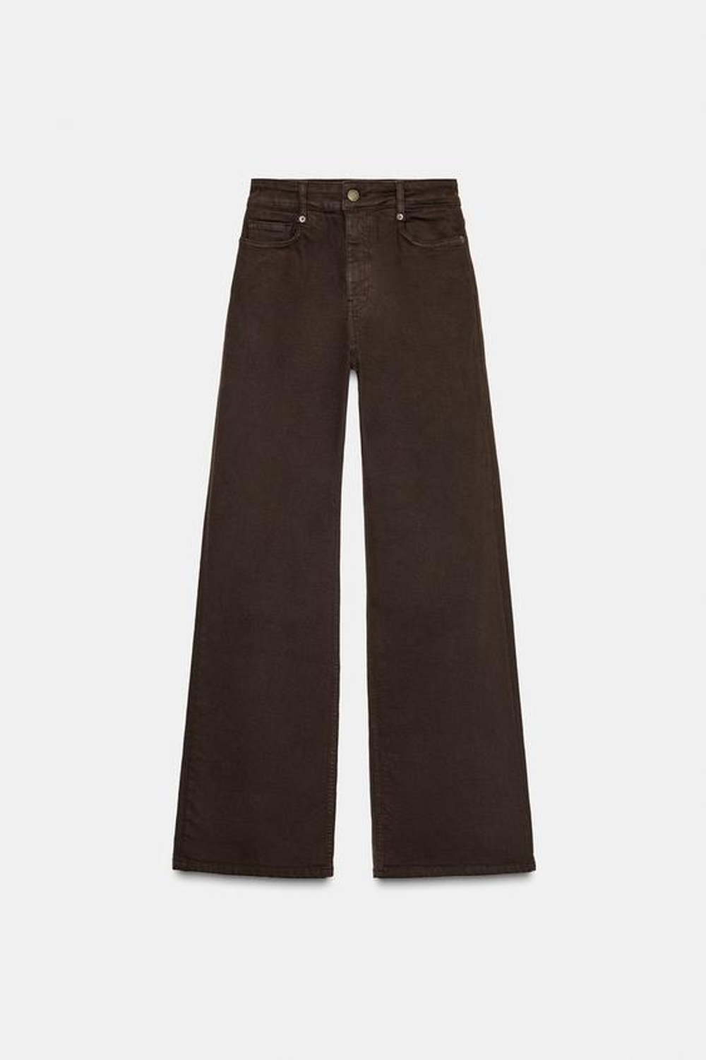 ZARA ДЖИНСЫ WIDE LEG С ВЫСОКОЙ ПОСАДКОЙ — ZW COLLECTION, КОРИЧНЕВЫЙ