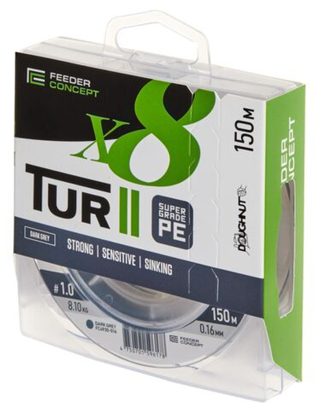 Леска плетёная Feeder Concept Tur II X8 BRAID Dark Grey 150м, 0.16мм