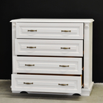 Комод белый с ящиками Харви из массива сосны с филенкой для спальни и кухни в викторианском стиле, комод деревянный для вещей и одежды на ножках напольный