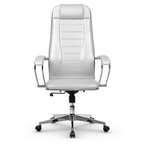 Кресло офисное МЕТТА "К-31" хром, экокожа, сиденье и спинка мягкие, белое