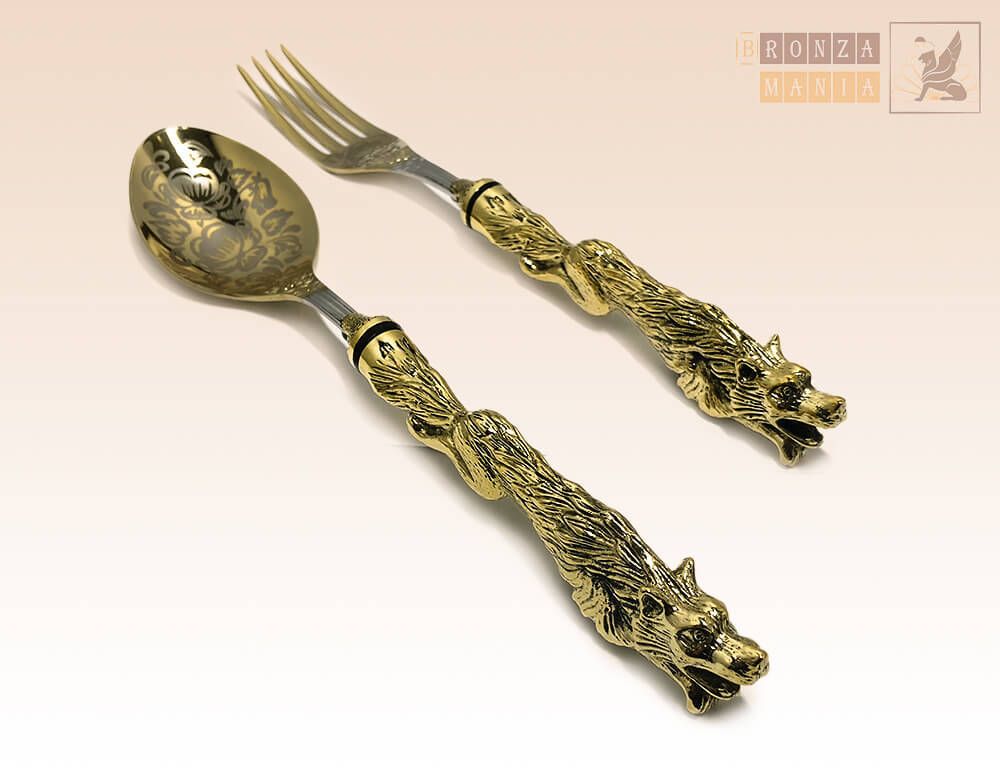 охотничий набор Волк - ложка и вилка