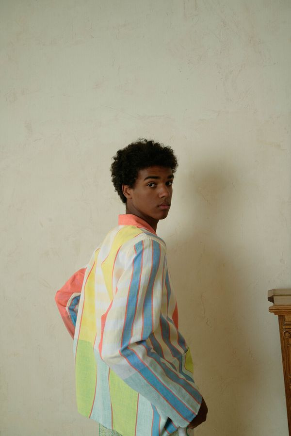 Рубашка с Градиентным Принтом / Gradient Plaid Print Long Sleeve розовая - фото 1