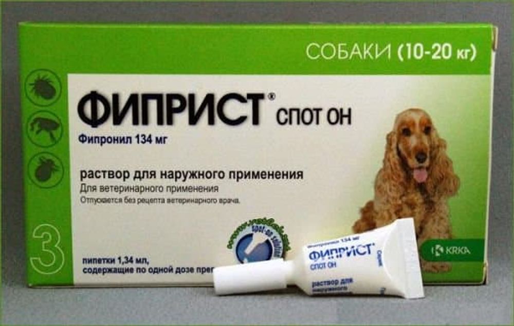 KRKA ФИПРИСТ спот он для собак 134мг/1,34мл №3, 10-20 кг
