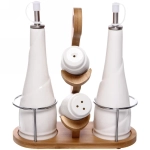 Набор для специй 4 предмета «White magic» (2емкости для масла 400мл и уксуса+2солонки) полоски