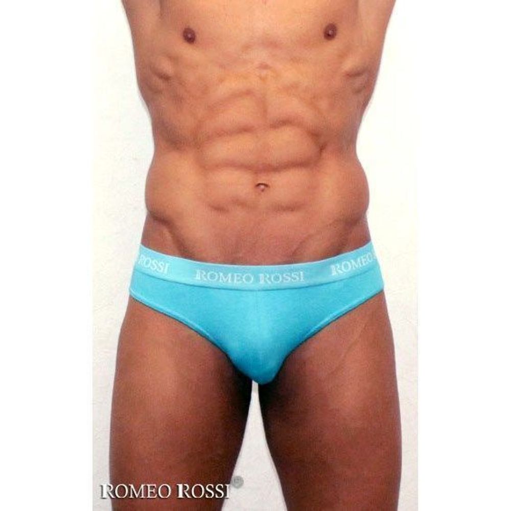 Мужские трусы стринги c резинкой Romeo Rossi бирюзово-голубые RR1006-11