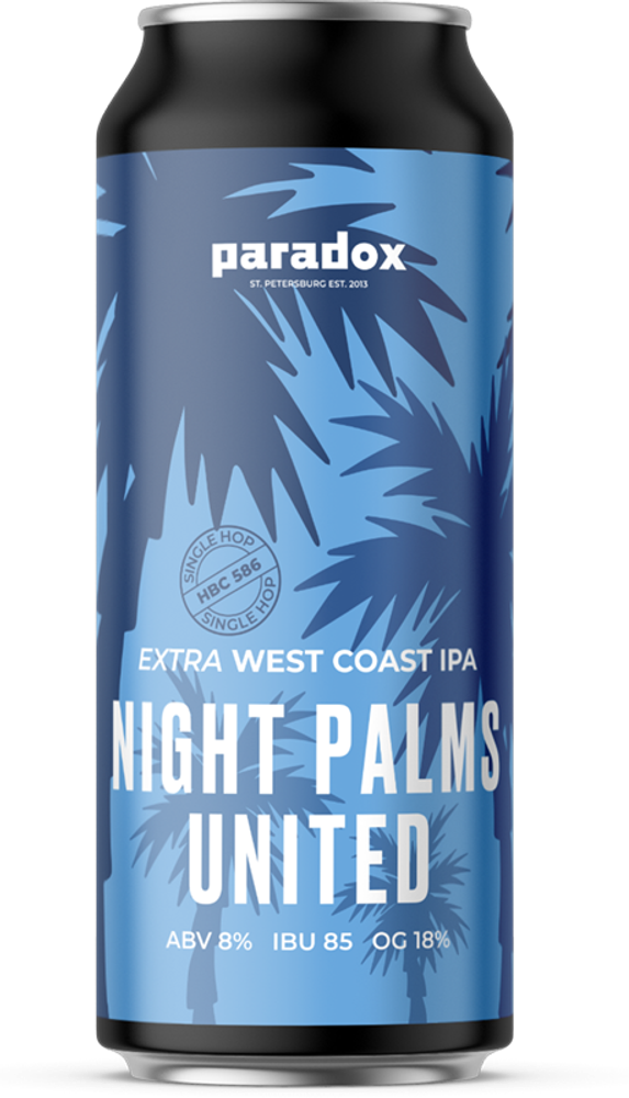 Пиво Парадокс Найт Палмс Юнайтед Сингл Хоп ЭйчБиСи 586 / Paradox Night Palms United HBC 586 0.5 - банка