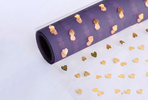 Сетка мелкая "Золотые сердца" Фиолетовая