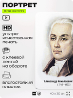 Портрет для школы в кабинет литературы и русского языка "Радищев Александр Николаевич", стенд школьный для класса, для оформления классного уголка, 40х30 см, Silver Plane x Айдентика Технолоджи