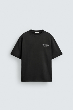 ZARA ФУТБОЛКА С НАДПИСЯМИ, ЧЕРНЫЙ