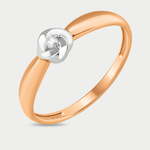 Кольцо помолвочное для женщин из красного золота 585 пробы с бриллиантом (арт. К13110229)