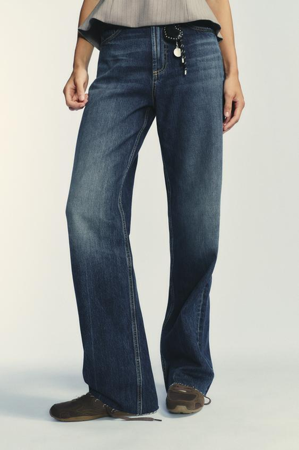 ZARA ДЖИНСЫ TRF WIDE-LEG FULL LENGTH С ВЫСОКОЙ ПОСАДКОЙ, МОРСКОЙ СИНИЙ