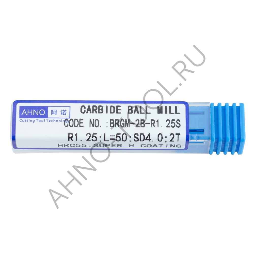 Фреза твердосплавная сферическая  2.5мм (L=50, l=5, хв=4) Z2 35° по стали, нерж., чугуну BRGM-2B-R1.