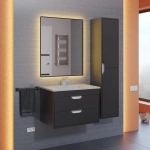 Тумба с раковиной для ванной Uperwood Modul 65 см, подвесная, матовая, черная