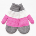 Варежки д/девочки, серый/бел/малиновый, размер 12, 30% шерсть, 70% акрил.4529120/Д 518, 1 шт.
