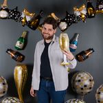 Шар с клапаном (17''/43 см) Мини-фигура, Бутылка, Шампанское вино