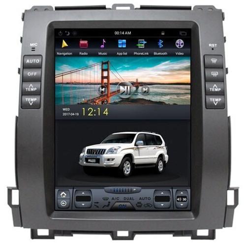 Магнитола для Toyota Land Cruiser Prado 120, Lexus GX470 (экран климата внизу) - Kuberg ZF-1116H-GE вертикальный экран в стиле "Тесла" на Android 13, Быстрая, CarPlay, 4G SIM-слот