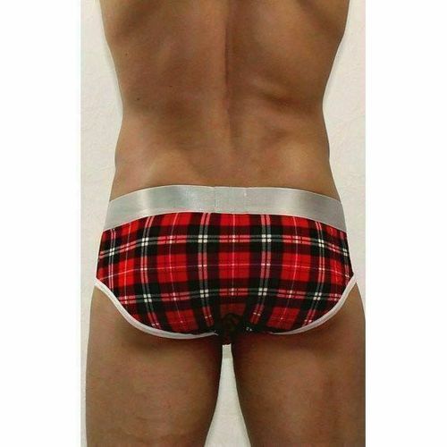 Мужские трусы брифы красные в клетку Calvin Klein Red