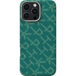 Чехол Pitaka для iPhone 16 Pro Max Monogram PTK Tactile Woven, Зелено-золотой (KI1601PTKP)