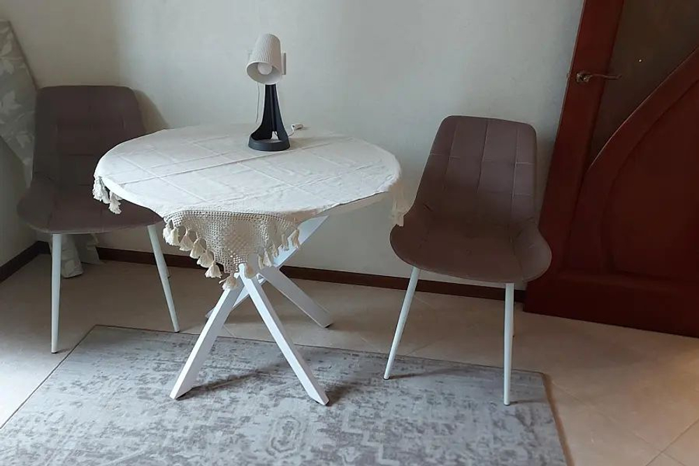 Стол кухонный обеденный круглый Чёрный Муар/Ателье Тёмный Глянец, Диамонд, 90х90х75 см