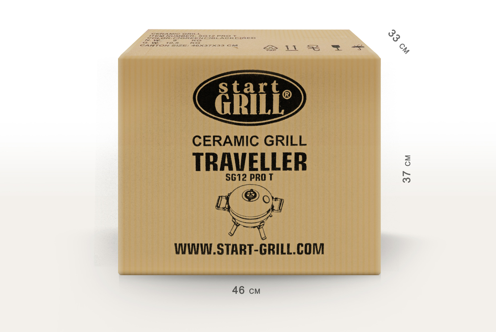 Портативный керамический гриль TRAVELLER 12 дюймов (черный) (30,5 см)