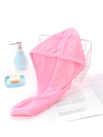 Махровое полотенце-тюрбан для сушки волос, цвет розовый