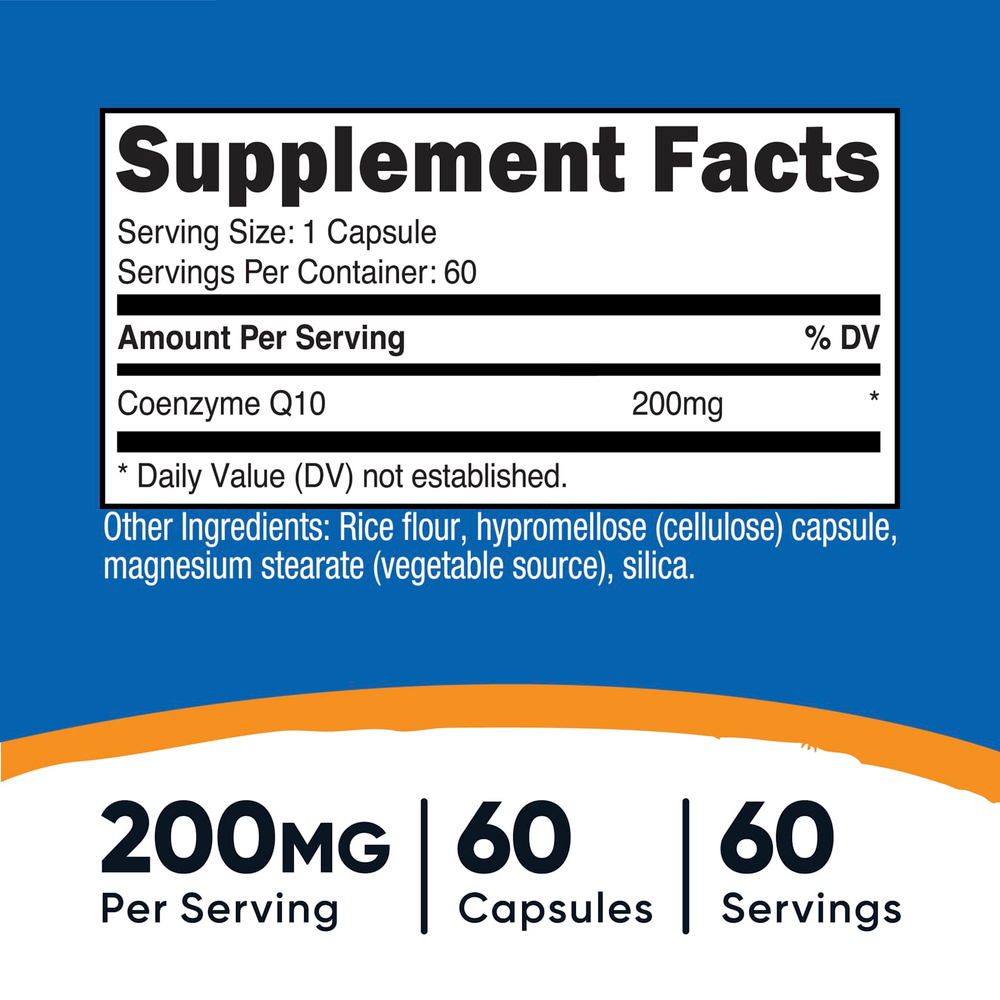 Nutricost, коэнзимQ10, 200 мг, 60 капсул