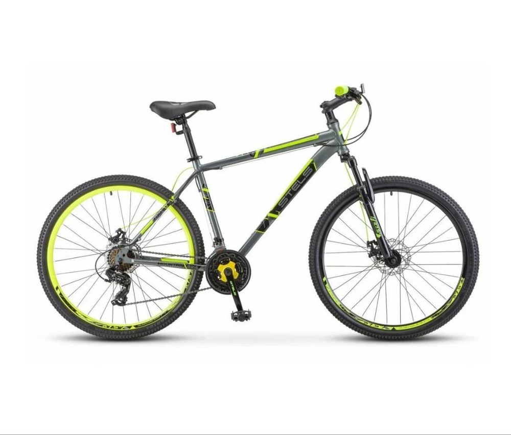 Велосипед 27.5" STELS Navigator-700 MD р.17.5" 2021г. (серый-желтый)