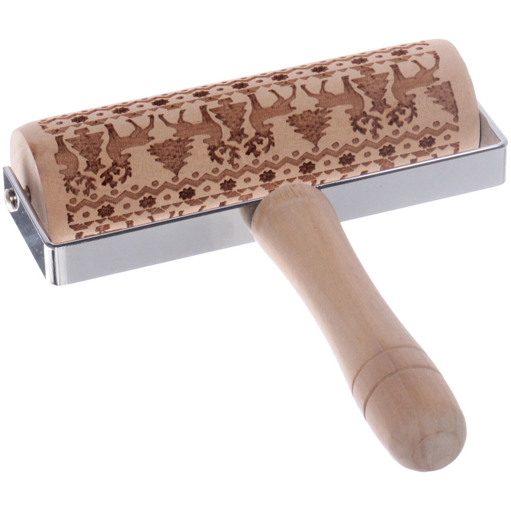 Ролик для теста деревянный «Олени» 14*4,5см