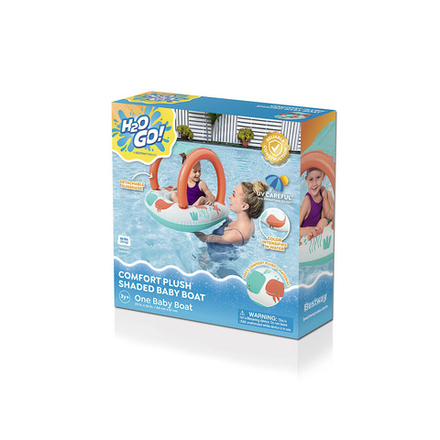BESTWAY Лодочка для малышей COMFORT PLUSH с солнцезащитным тентом, 84x67 см, от 3 лет, 34203