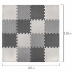 Коврик-пазл напольный 1,2х1,2 м, 16 шт., 30х30 см, толщина 1 см, серый, черный, светло-серый, ЮНЛАНДИЯ, 664817