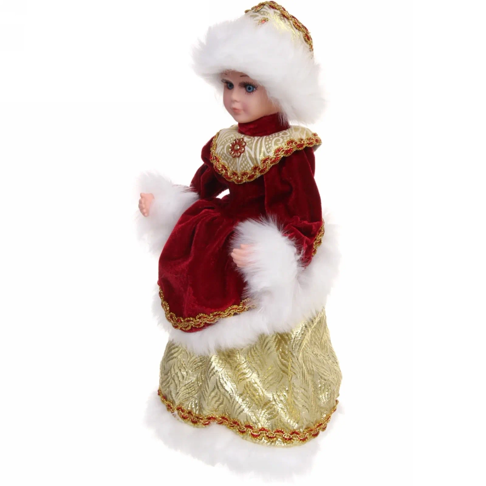Снегурочка музыкальная 40 см в рубиновой шубе