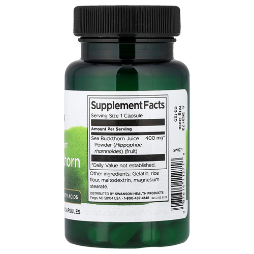 Swanson, Full Spectrum®, облепиха, 60 капсул (400 мг в 1 капсуле)