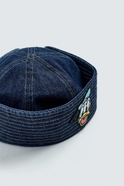 ZARA Х DISNEY ДЖИНСОВАЯ ШАПКА С НАШИВКОЙ DONALD DUCK, СИНИЙ