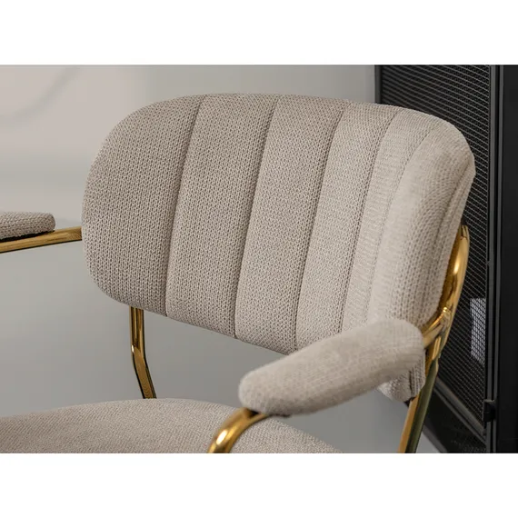 Стул Eirill Arms, серый шенилл с золотыми ножками