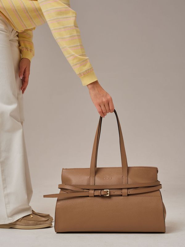 Кожаная сумка Rumi DBR 31152 коричневый капучино