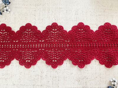 Кружево матовое плетеное, ш. 9,1 см, бордовый