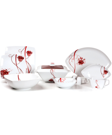 Tunisie Porcelaine Сервиз столовый 25 предметов на 6 персон Kyoto Noblesse Roug, лиможский фарфор