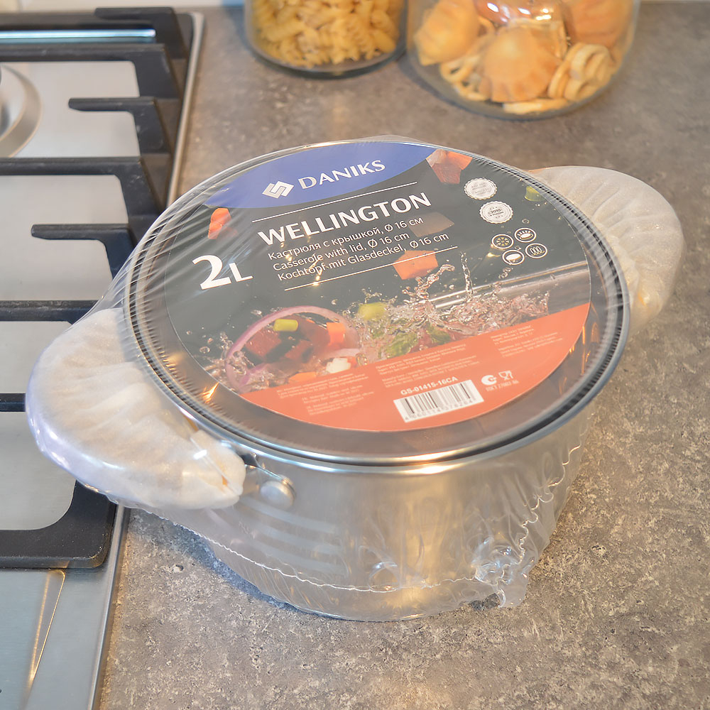 Кастрюля 2л нерж, индукция, "Daniks" Веллингтон GS-01415-16CA
