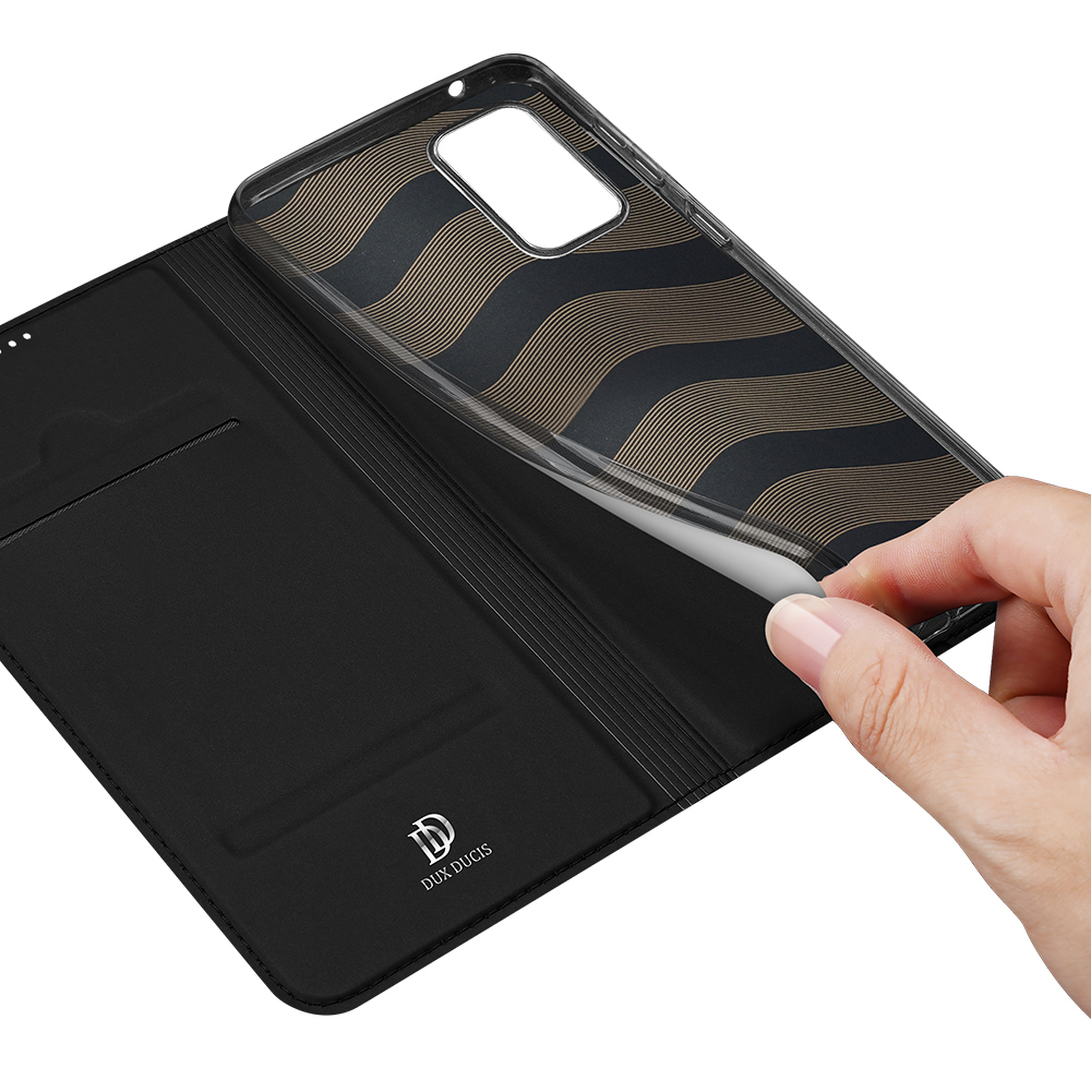 Чехол книжка из PU кожи черного цвета от Dux Ducis для Samsung Galaxy S20 FE, серия Skin Pro Series Case