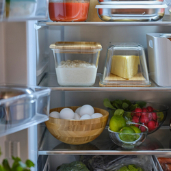 IKEA 365+ Контейнер для продуктов с крышкой, прямоугольный, стекло/бамбук, 1,8 л