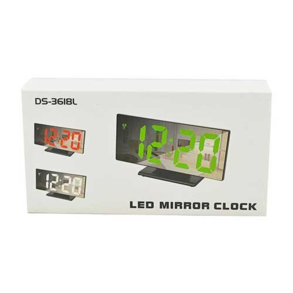 Часы зеркальные LED MIRROR DS-3618L белое свечение