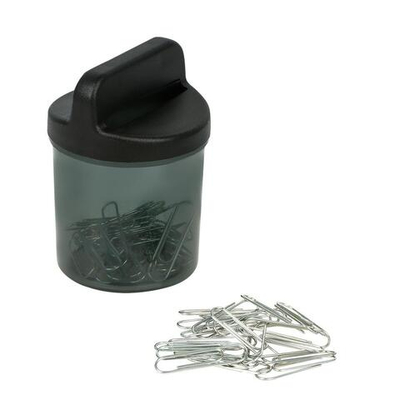 Скрепочница магнитная, 50 скрепок, тонированная черная (Стамм)