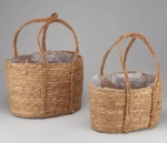 Корзина 36х27х24 см Набор 2шт Рогоз с ручкой (Натуральный)