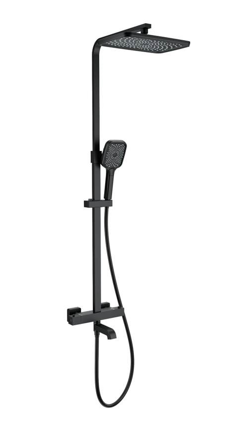 Душевая система с термостатом WONZON & WOGHAND STAY 3, Черный матовый (WW-B3026-T1-MB)