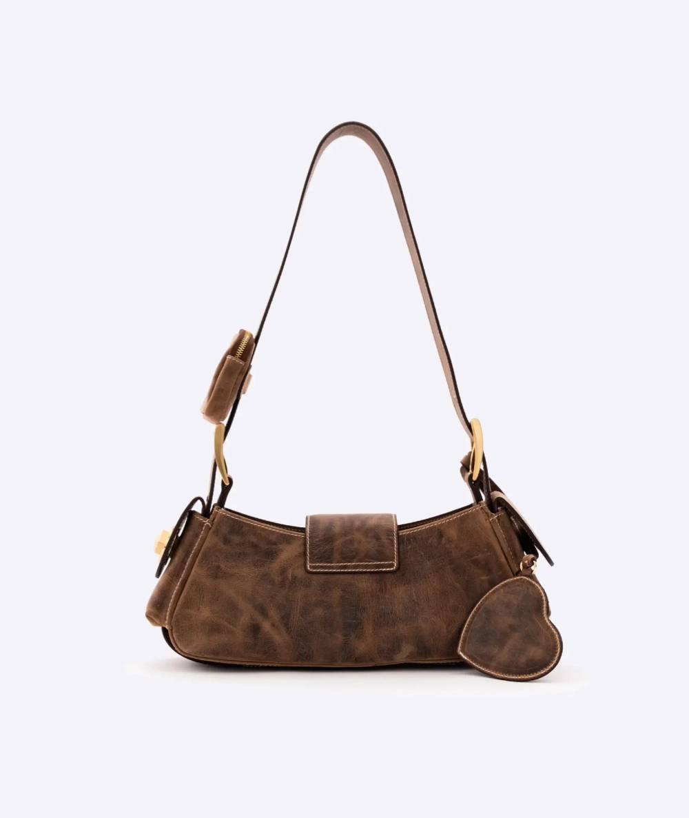 MANC КОЖАНАЯ СУМКА "AURORA MINI", КОРИЧНЕВЫЙ